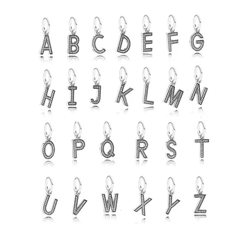 

A-Z Letters Pendant Charm 100% Real 925 Sterling Silver Letters Pendant Charms Fit Original Bracelet Diy Jewelry Making