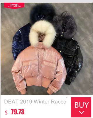 DEAT Winter Raccon Fur Hoody Cream Beige White Duck Down Coat Women Jacket MG926