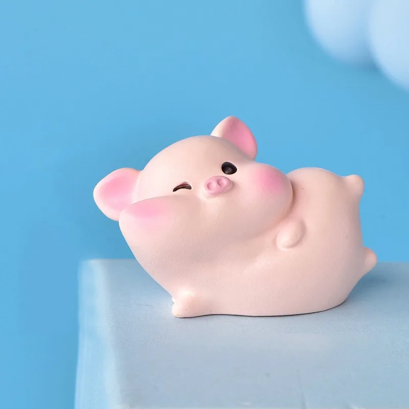 Cute Pink Pig Mini Miniature Figurine DIY Fairy Garden Doll Home Decoration Micro Landscape Kawaii Accessories Resin Crafts 1Pc