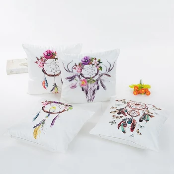 

4 Pcs/Set New Dreamcatcher Cushion Cover Colored Feather Print Pillowcase Dream Arrow For Home Decor Sofa 45cm*45cm Pillow Case