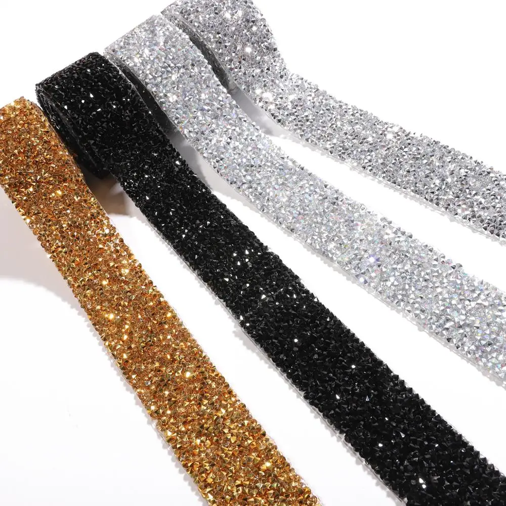 

1 Yard Sewing Trim Crystal Motif Strass Hot Fix Rhinestone Tape Applicator Ribbon With Rhinestones Iron On Appliques For Dresses