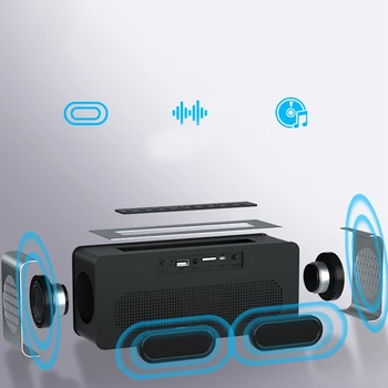 

Bluetooth Speaker Super Subwoofer Mirror Smart Speaker with Radio Alarm Clock Clock Temperature Function