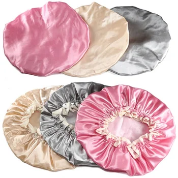 

Bathing Double Layer Waterproof Durable PEVA Hair Cover Shower Satin Hats Shower Cap 1 PC Women Accessoies