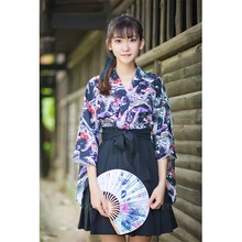 Японское традиционное модное кимоно платье для женщин с флагом кальмара Haori Ретро восточные вечерние фотографии костюм