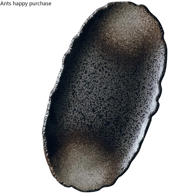 Овальный керамический тарелка высокой емкости рыбное блюдо для пельменей бытовой мелкий поднос ресторан в японском стиле отель неправильная посуда