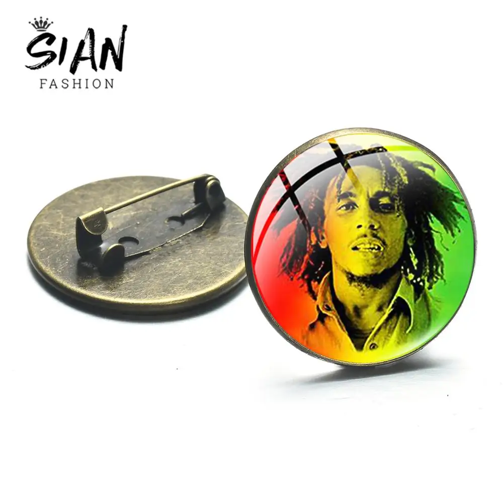Броши SIAN Jamaica Reggae Singer Bob Marley в стиле панк с изображением супермузыкальной звезды