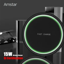 Amstar 15 Вт Беспроводное зарядное устройство Qi Сертификация быстрая Беспроводная зарядная подставка для iPhone 11 Pro XS X XR samsung S10 S9 Xiaomi 9 huawei