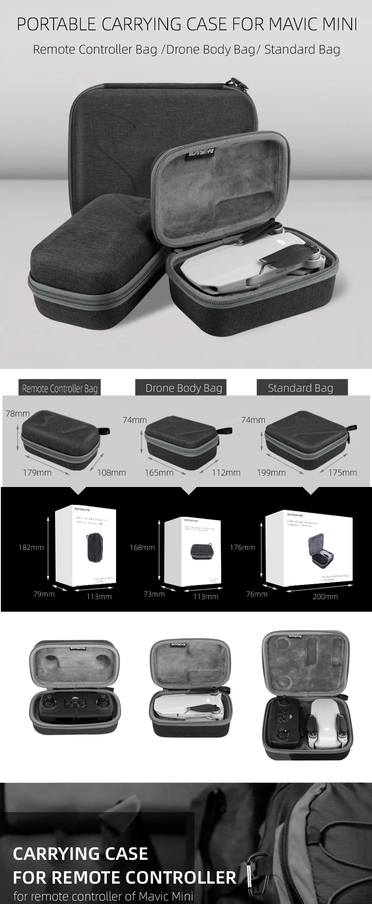 Sunnylife портативный чехол для переноски сумка для хранения Mavic Mini Drone пульт дистанционного управления