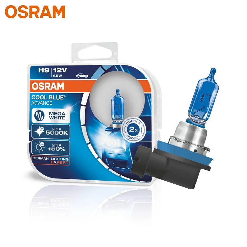 OSRAM H9 62213CBA галогенные холодный синий Advance 12V 65W Автомобильная оригинальная Фара 5000K белый свет+ 50% ярче подлинные лампы, пара