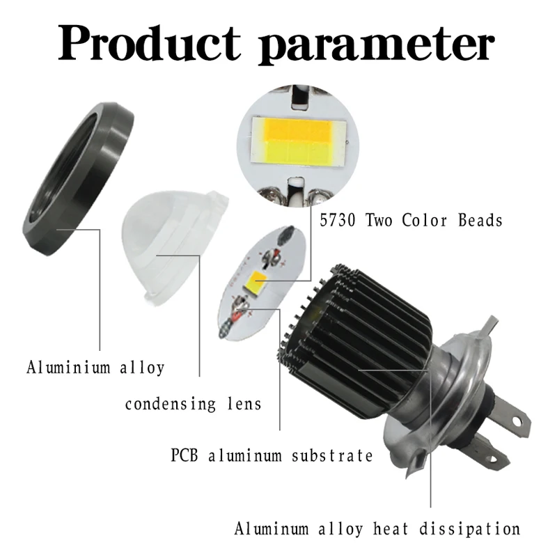 Lâmpada de Farol de Motocicleta Luzes para Iluminação Feixe Hi-lo 3000k 6000k k Scooter Atv Acessórios Condensamento Nas Lentes Neblina Ba20d h4 Led 7 Lâmpadas do farol do carro (LED)