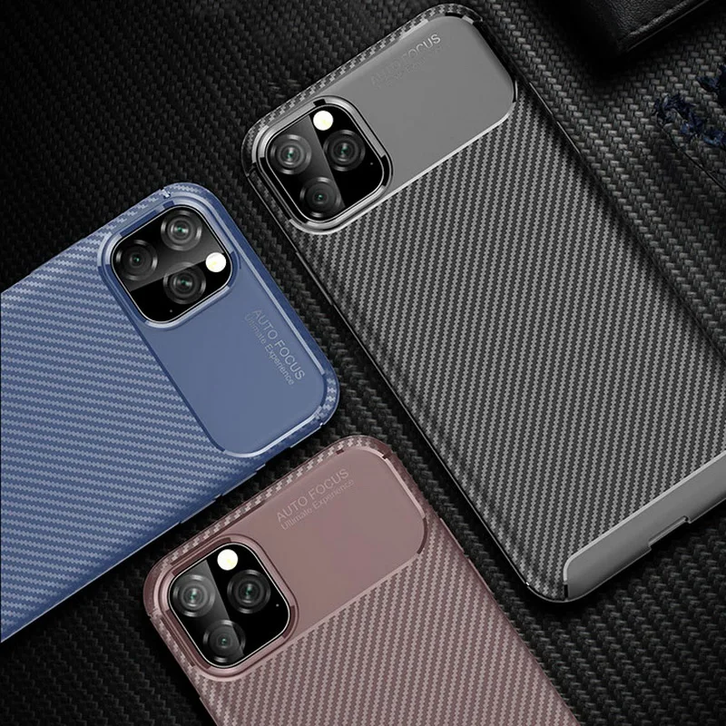 

MOESOE Shockproof Carbon Fiber Matte Soft Cover Cases For iPhone 11 2019 Pro Max XS Max XR 7 8 Plus 6 6s Phone Case Coque
