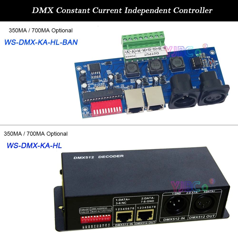 12V 24V DC DMX512 Decoder Constant Current 350MA 700MA Dimmer 3 CH Channels RGB Controller For RGB LED Strip,Light,Module