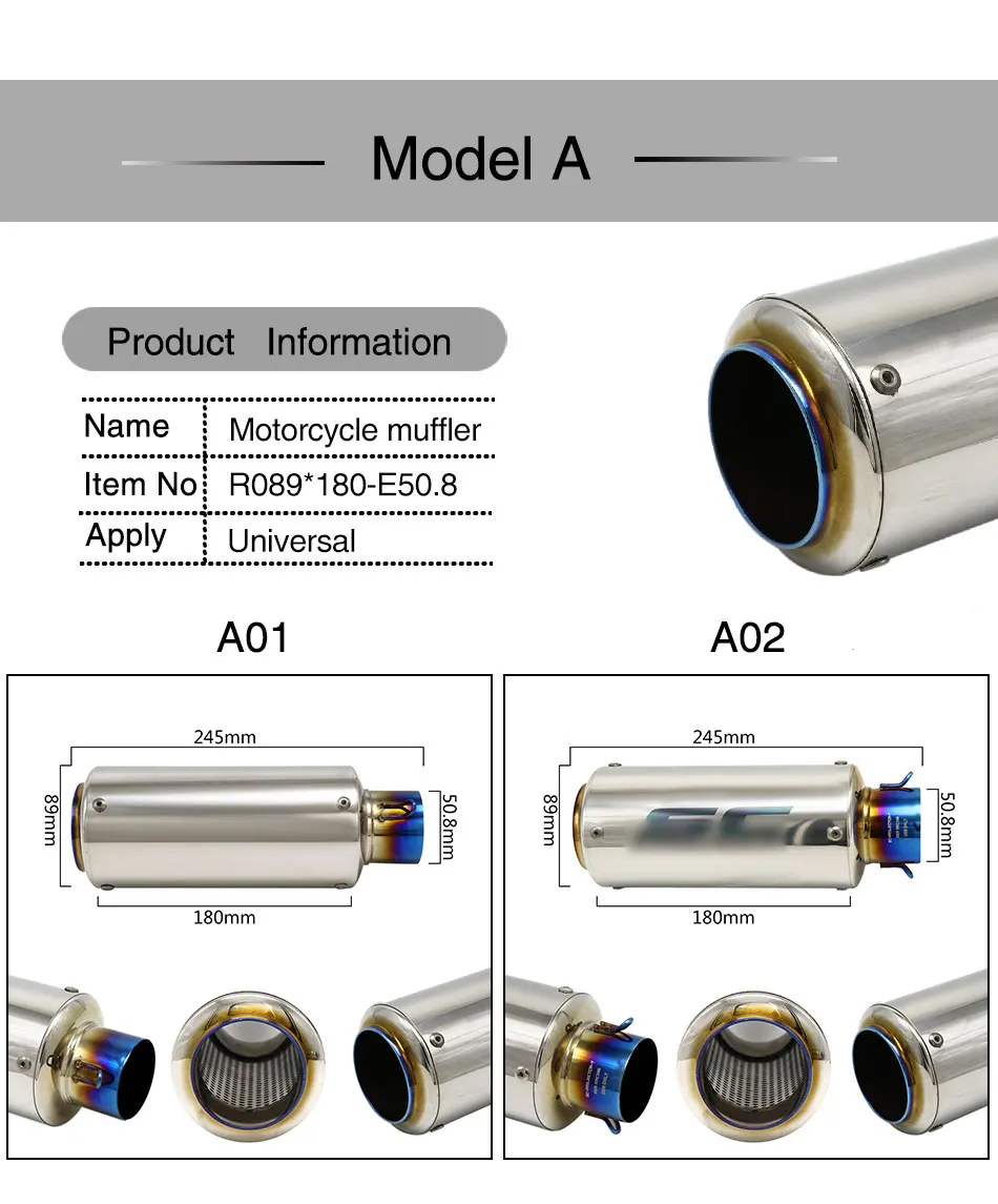 Alconstar-51MM 60 мм Универсальный мотоцикл SC GP гоночный проект глушитель выхлопной трубы для Honda Kawasaki Yamaha R1 R3 R6