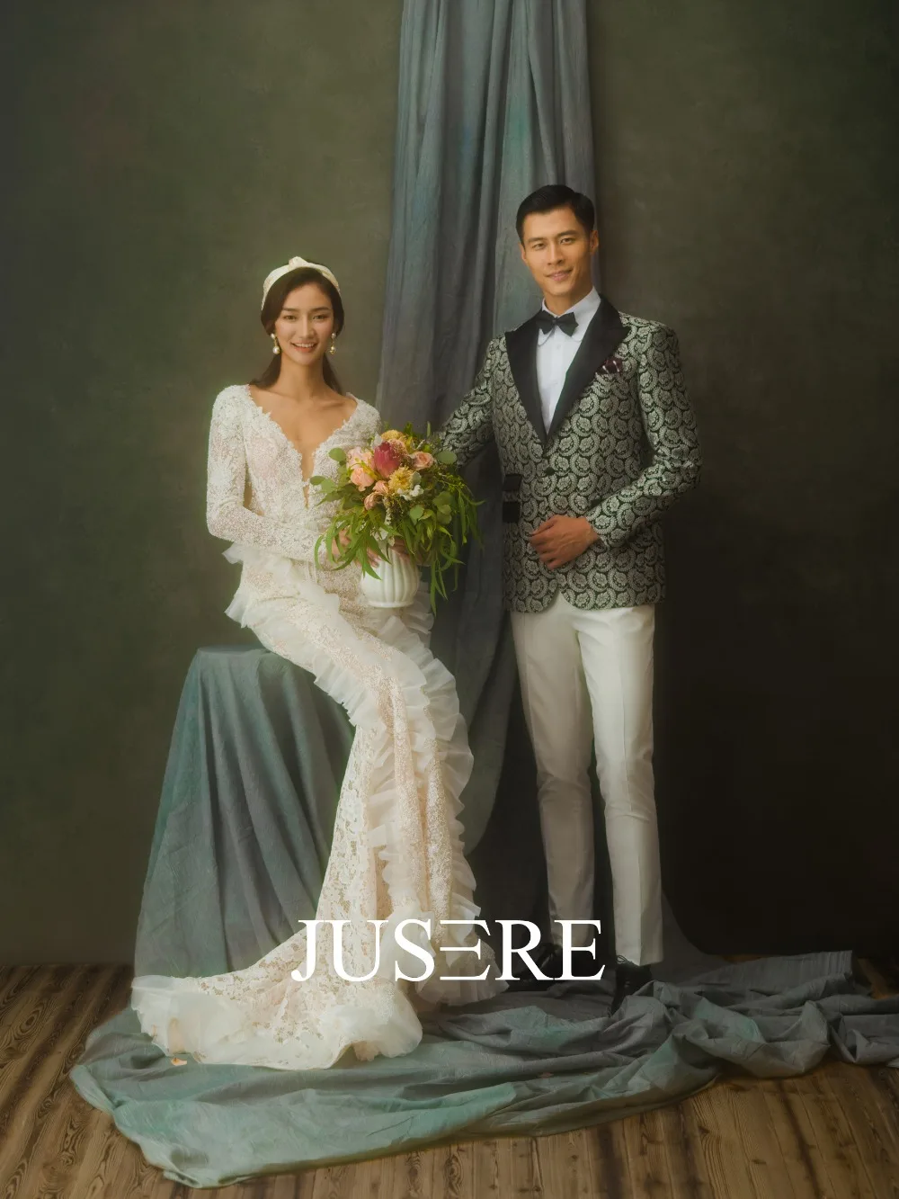 JUSERE свадебное платье цвета слоновой кости русалка с длинными рукавами vestido de noiva Кружева Свадебные платья hauta couture2019