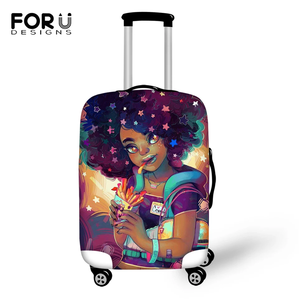 FORUDESIGNS/Модный чехол для багажа, черный Африканский узор для девочек, аксессуары для путешествий, афро-художественный дизайн, водонепроницаемый чемодан, чехол