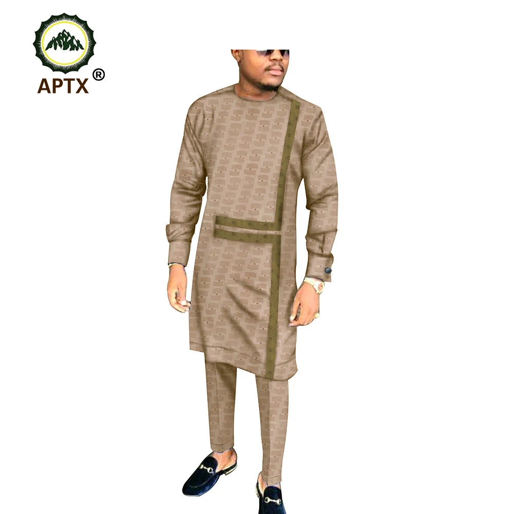 Blog APTX jacquard fabric cotton Muslim suit for men full sleeves long top+ slim pants men's casual suit T1916002