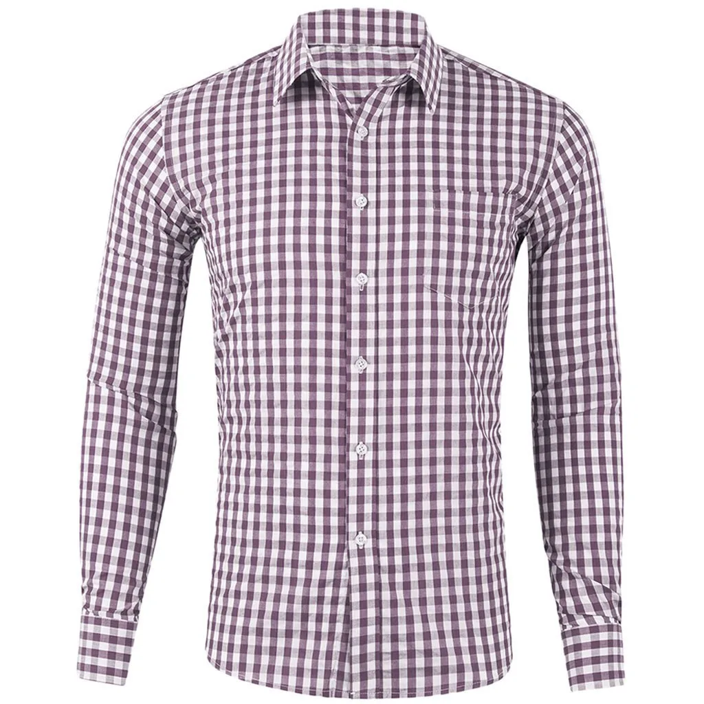 Camisa masculina, модная мужская Повседневная рубашка, новинка, в клетку, с карманом, с длинным рукавом, рубашка, топ, блуза, erkek mon, рубашка для мужчин