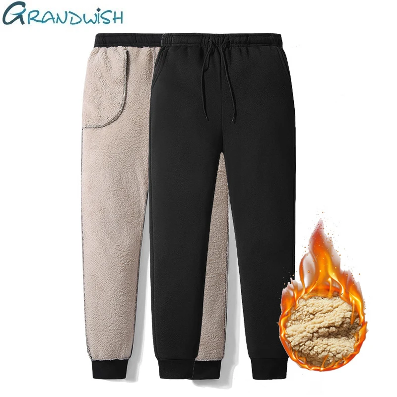 Pantalones de chándal gruesos para hombre, pantalón grueso con relleno de terciopelo, ajustado, de talla grande, cálido, de tendencia sólida, M-5XL,ZA306