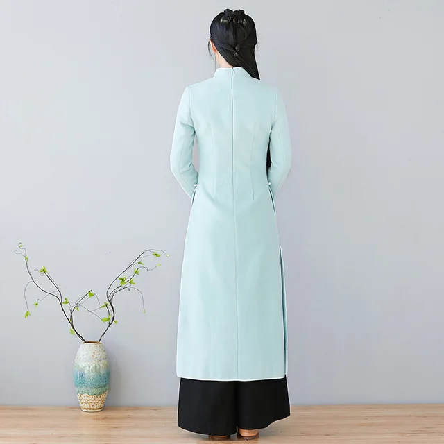 Skup Nowa dostawa moda damska sukienka w stylu chińskim sukienki vintage haft wąska talia ubrania