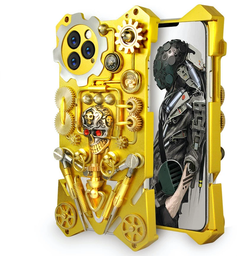 iphone 8 plus wallet case Gothic Skull Toy Steampunk Mechanical Gear Metal Phone Case for iPhone 11 Pro Max Xs Max XR X 8 7 6 6s Plus SE Cover w/Compass phone cases for iphone 7
