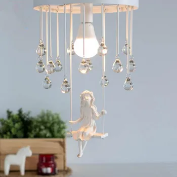 

Nordic Home Iron Crystal Ceiling Lamp Simple Personality Bedroom Restaurant Living Room Music Angel Ceiling Light Free Shipping
