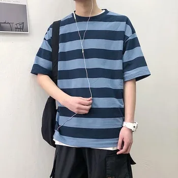 

Men's short-sleeved t-shirt summer thin section net red Slim round neck mercerized cotton people