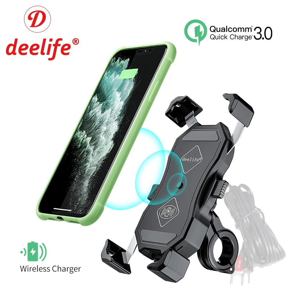 Держатель для мотоцикла Deelife с поддержкой QC 3 0 USB зарядное устройство Qi