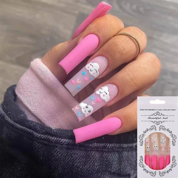 1 Set of Long Smiley Cloud Stiletto Nail Tips
