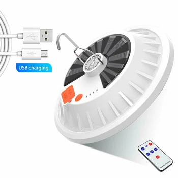 

5 Modes LED Emergency Light Solar Powered Rechargeable Bulb Portable Outdoor Camping Lighting Cell Phone Power Bank