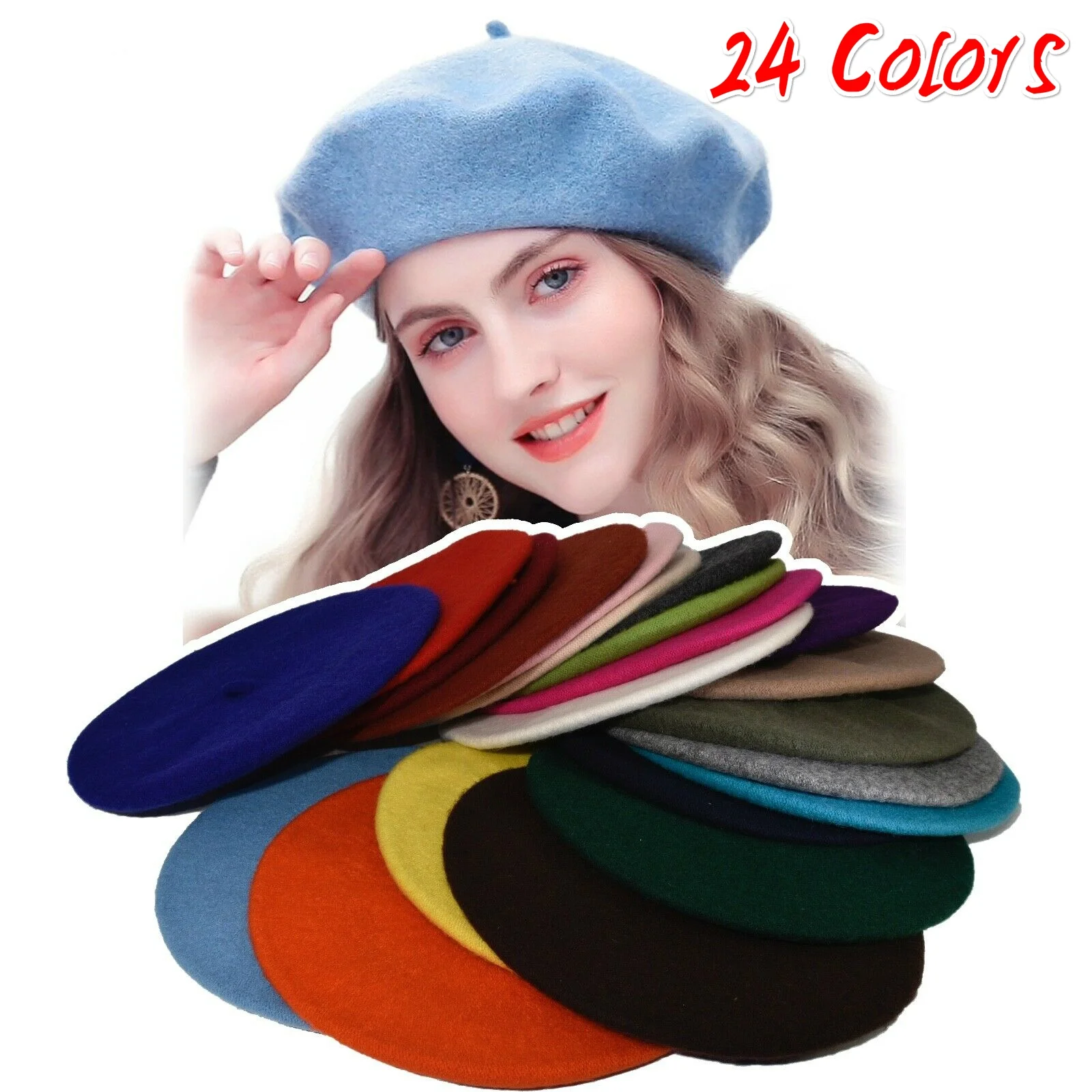 Wool Beret For Women Elegant Winter Hat Vintage Style Plain Cap_voghion.com