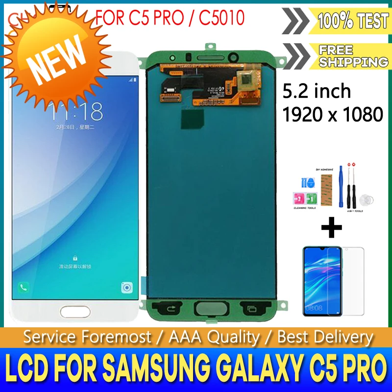 5," AMOLED lcd для samsung Galaxy C5 PRO C5010 lcd дисплей сенсорный экран дигитайзер в сборе для samsung C5 PRO дисплей Замена