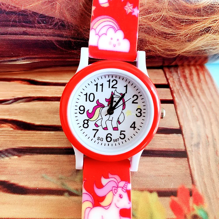 

Cute children cartoon unicorn silica print quartz watch girl primary school casual wrist watch