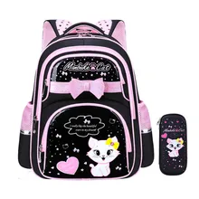 

Children School Bags Girls Kids Primary cat cartoon backpack princess Orthopedic Backpack set schoolbag kids Mochila Infantil