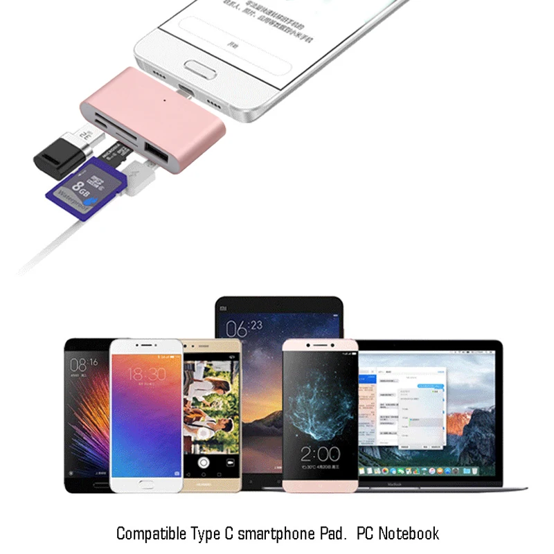 3,1 Type-C U диск MacBook кард-ридер OTG Устройство для чтения карт SD TF для телефона компьютера передачи даты