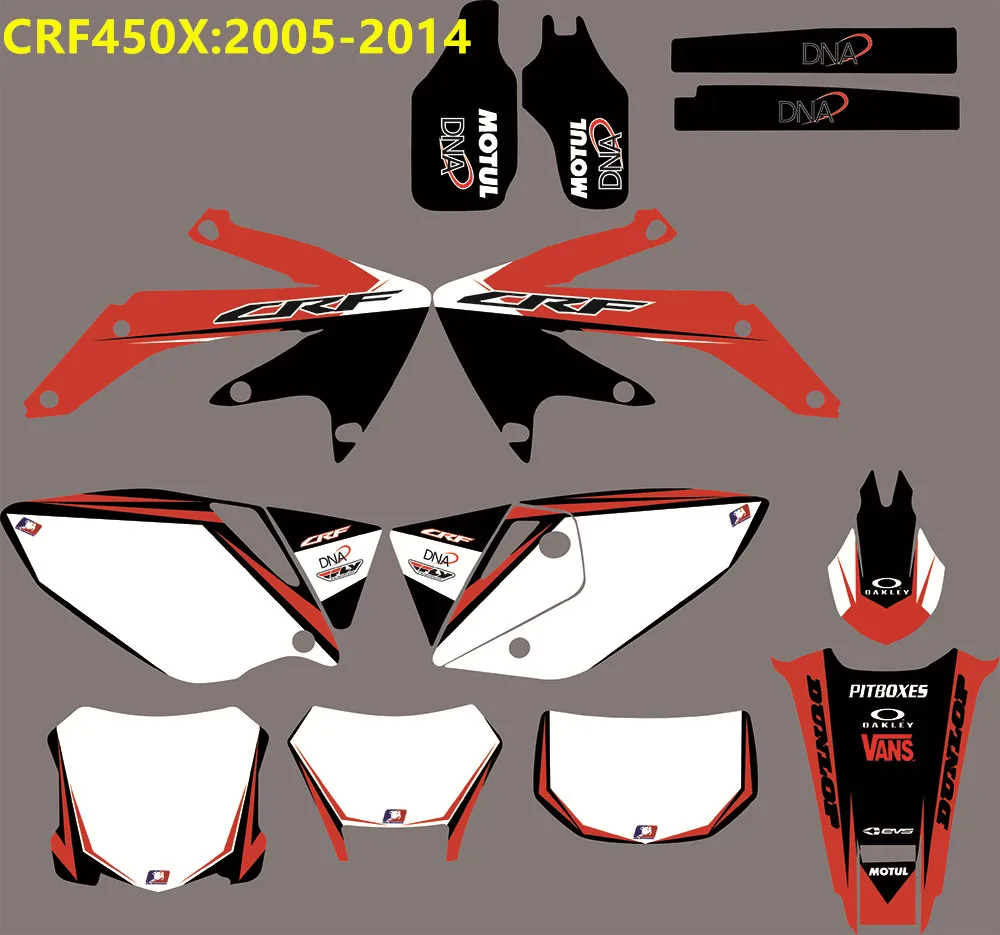 CRF450X 2005- 3M Графика наклейки изготовления на заказ для Honda CRF450X 2005 2006 2007 2008 2009 2010 2011 2012