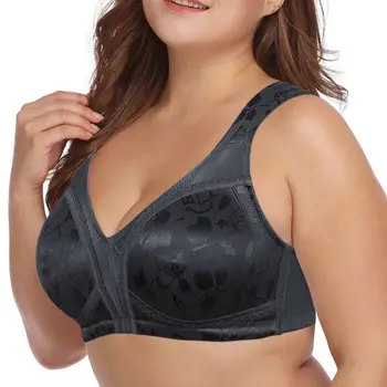 

YBCG Women Bra Lace Embroidery Solid Cotton Underwear Plus Size Sexy Lingerie Thin Cup Unlined Bras For Women
