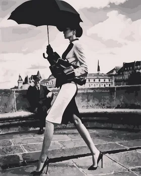 

Unframe diy oil picture oil paintings by numbers figure painting paint by number for home decor 4050cm modern lady