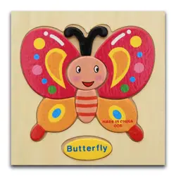 Детская игрушечная деревянная головоломка Милая мультяшная бабочка животное интеллект Детский развивающий подарок головоломка детский