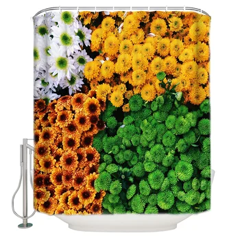 

Four Color Chrysanthemum Plant Flower Bathroom Shower Curtain Home Decoration Bathroom Accessories Shower Curtain