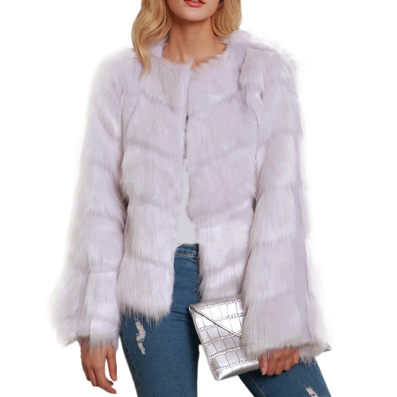 light gray HEFLASHOR Женские флисовые куртки зимние модные мягкие пальто с длинным рукавом из искусственного меха женские уличные повседневные однотонные женские уличные куртки - Цвет: light gray