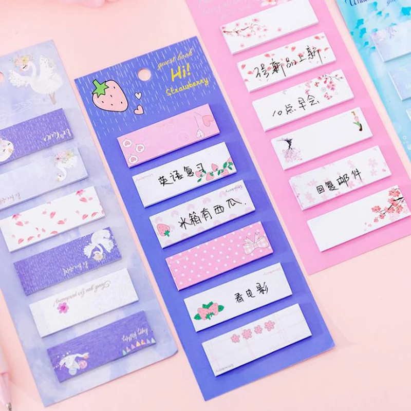 

1 Pcs Lovely Starry Sky Unicorn Swan Sakura Memo Pads Sticky Notes Notepads Student Message Planner Stationery School Office