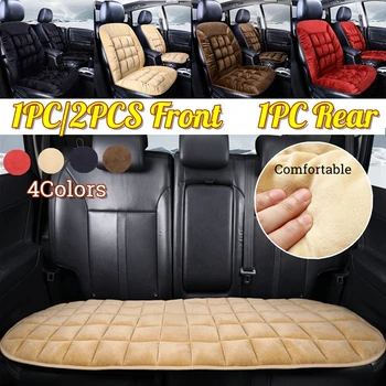 

Car Front Seat Cover Plush 2Pcs 4 Color Universal Fabric Black Fur Interior Accessories Cushion Styling Winter Pad Seat Cover