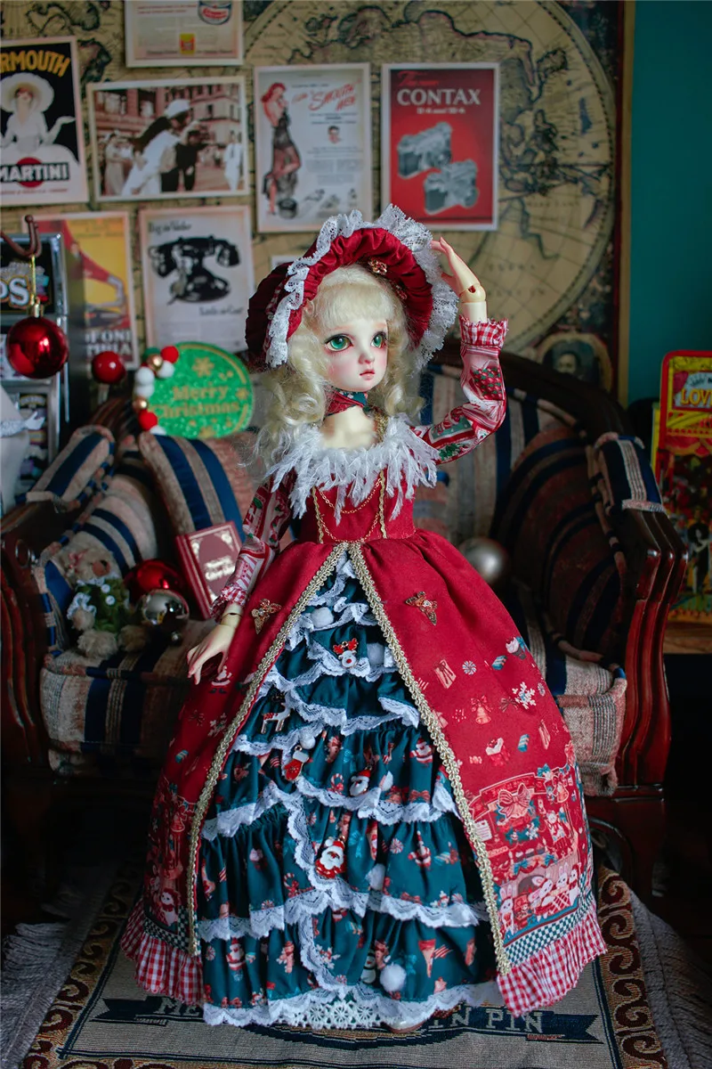

Одежда для куклы BJD подходит для размера 1/3, 1/4, 1/6, новогодней елки, дворцового платья в стиле ретро, аксессуары для кукол