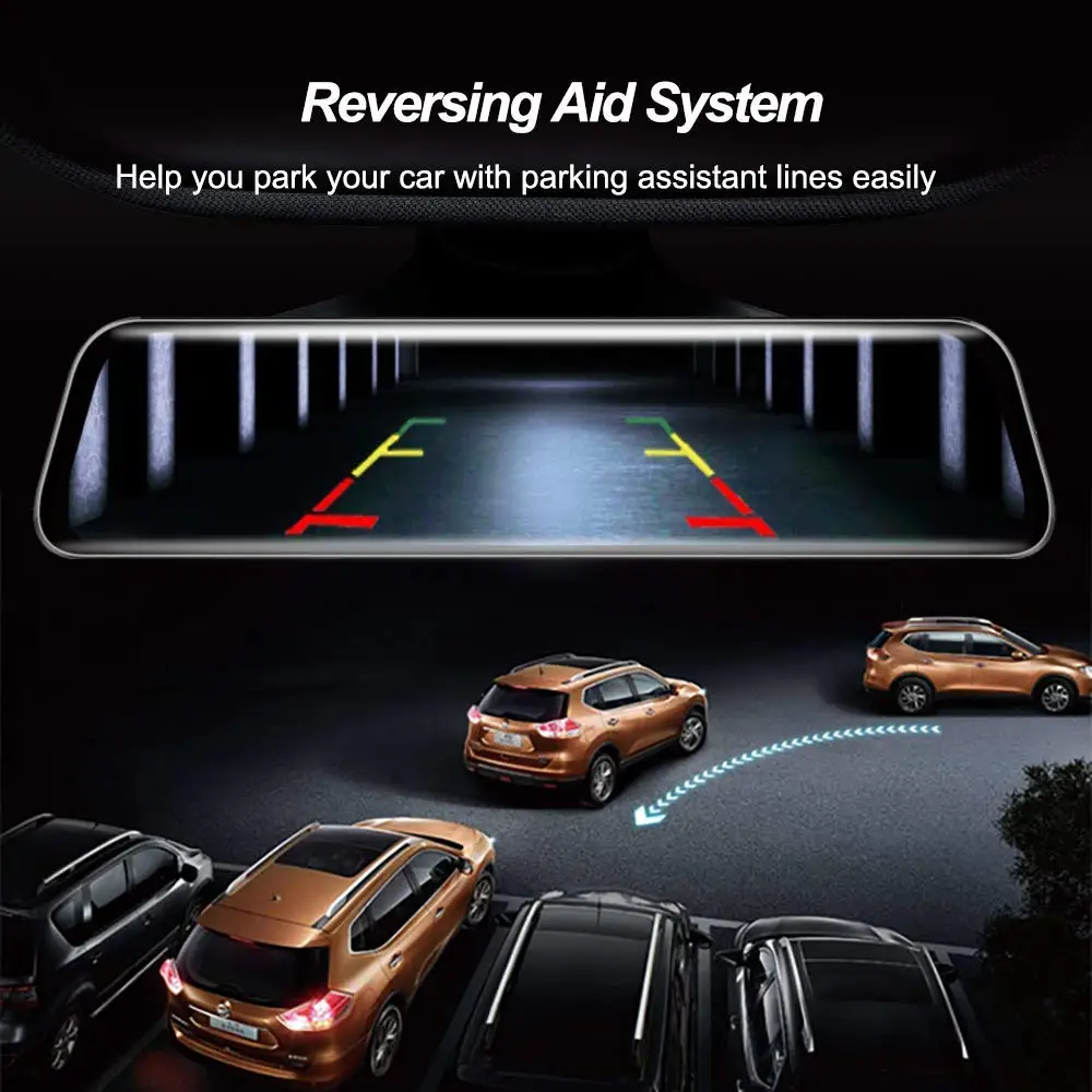 12" 4G Car Dvr Dual lens rearview mirror Camera Android 8.1 2+32G ADAS GPS1080P Video registrar Dash cam Holder