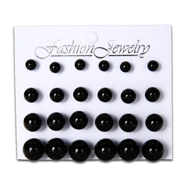 Gold Star Moon Shape Earrings Simple Ear Ring Ethnic Fashion Jewelry Gift Crystal Round Geometric Earrings for Women - Окраска металла: black