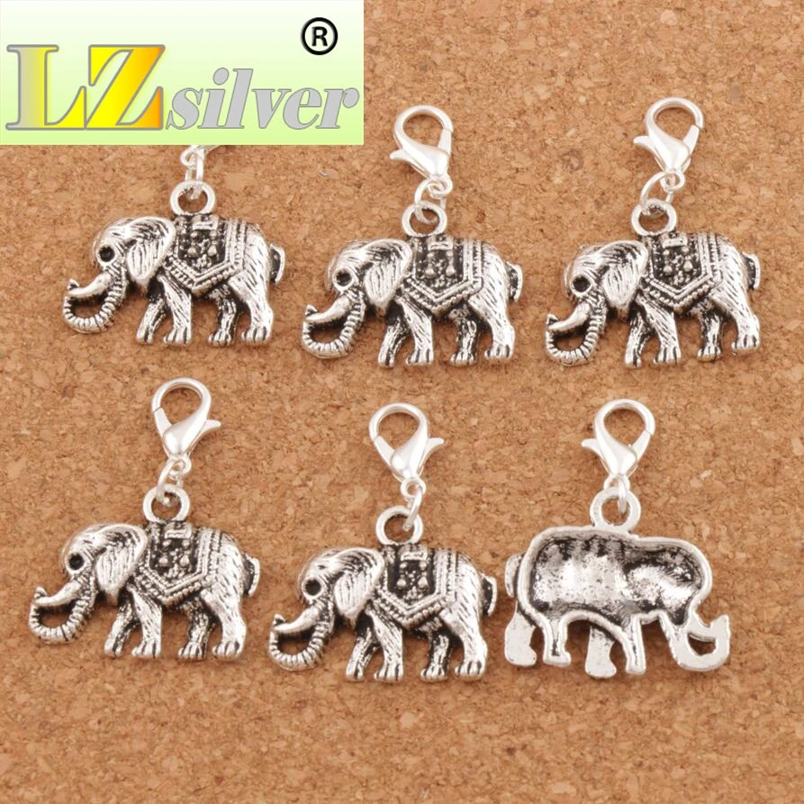 Big Mammoth Elephant Heart Floating Lobster Clasps Charm Beads 80pcs 24x33 mm Zinc Alloy C1187