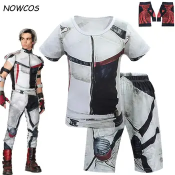

Kid Boys Descendants 3 Carlos Cosplay Costume Short sleeve T shirt and Shorts set Halloween Garcon Performance Party dress