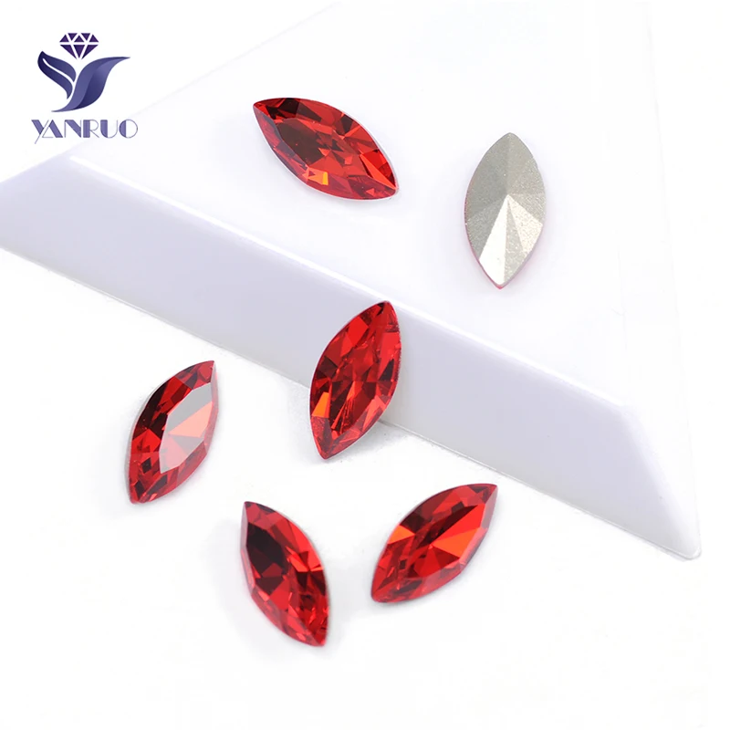 YANRUO 4200 светлые Siam Navette когти стразы причудливые кристаллы для шитья K9 красные
