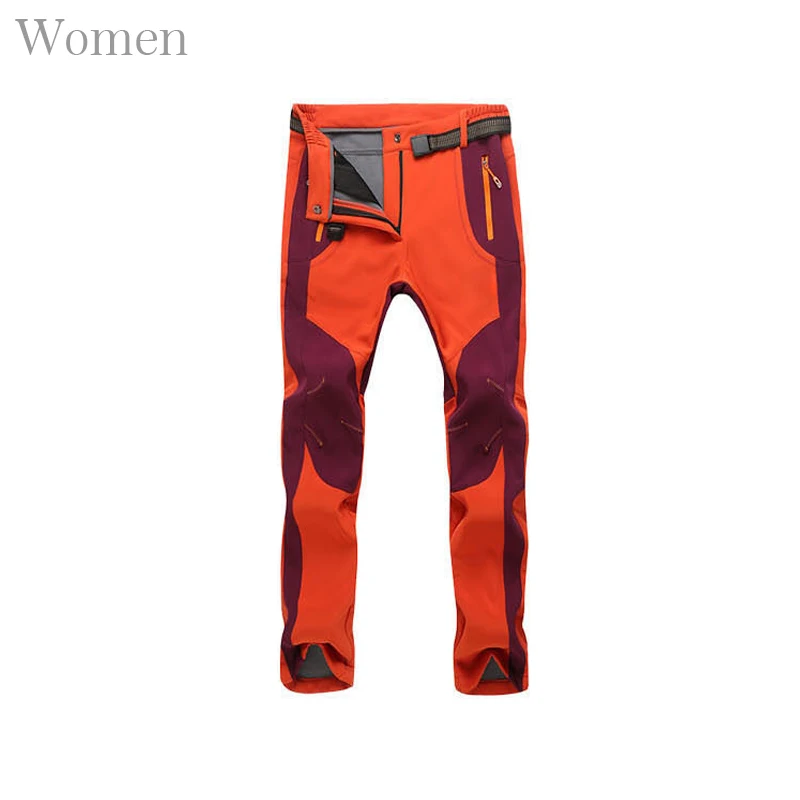 TWTOPSE женские зимние походные мягкие брюки термальные непромокаемые спортивные походные брюки для лыжного спорта ветрозащитные флисовые уличные брюки - Цвет: Orange Sports Pants