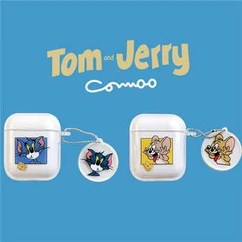 

Cute Cartoon Tom Jerry Bluetooth Headset case for Airpods 2 1 Clear TPU Accessories Earphone Cover for Apple Airpods Case bags